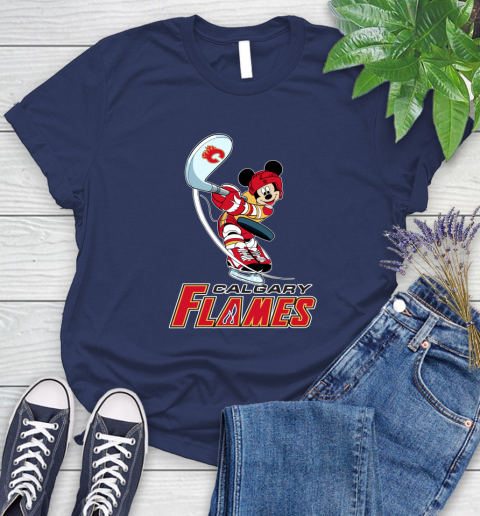 NHL Hockey Calgary Flames Cheerful Mickey Mouse Shirt Women's T-Shirt 12