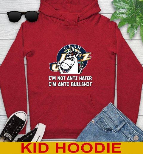 Utah Jazz NBA Basketball Unicorn I'm Not Anti Hater I'm Anti Bullshit Youth Hoodie 11