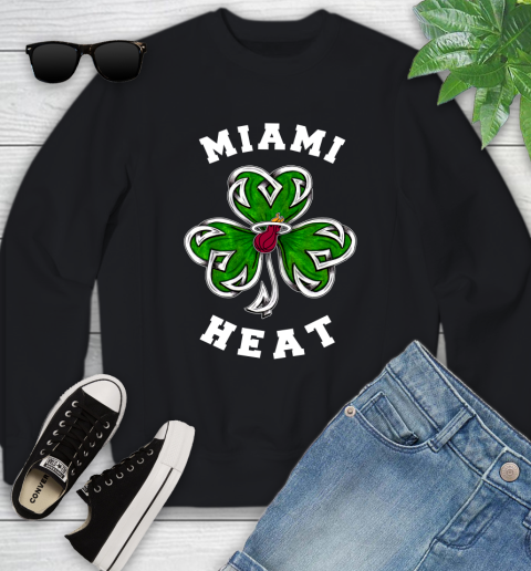 NBA Miami Heat Three Leaf Clover St Patrick's Day Basketball Sports Youth Sweatshirt