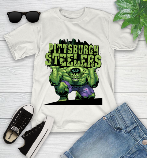 Pittsburgh Steelers NFL Football Incredible Hulk Marvel Avengers Sports Youth T-Shirt
