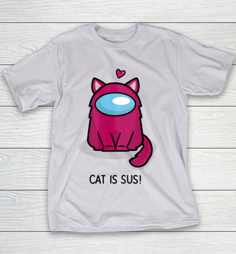 Among Us Game Shirt Cute Cat Astronaut Among me or us Nerdy Girl Gamer Youth T-Shirt 2