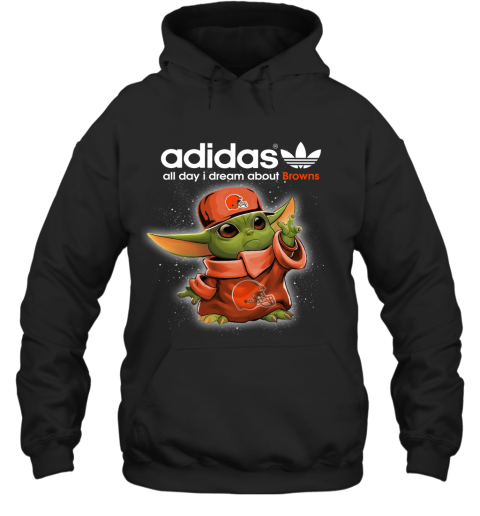 Baby Yoda Adidas All Day I Dream About Cleveland Browns Hoodie