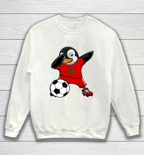 Dabbing Penguin Morocco Soccer Fans Jersey Football Lovers Sweatshirt