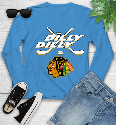 NHL Chicago Blackhawks Dilly Dilly Hockey Sports Youth Long Sleeve 7