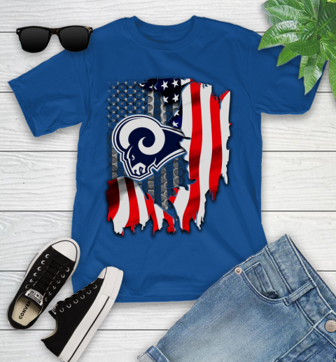 Los Angeles Rams NFL Football American Flag Youth T-Shirt 12