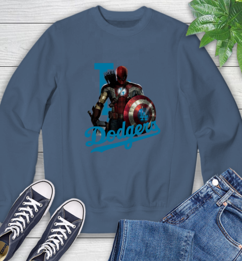 MLB Captain America Thor Spider Man Hawkeye Avengers Endgame Baseball Los Angeles Dodgers Sweatshirt 7