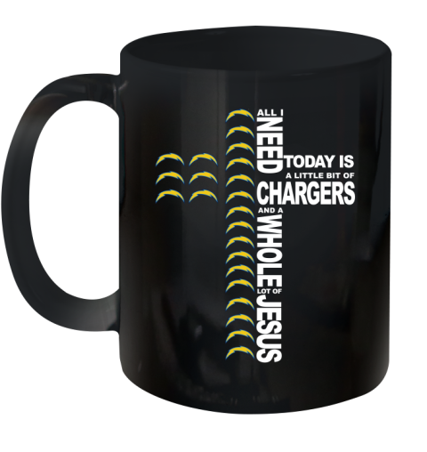 NFL All I Need Today Is A Little Bit Of Los Angeles Chargers Cross Shirt Ceramic Mug 11oz