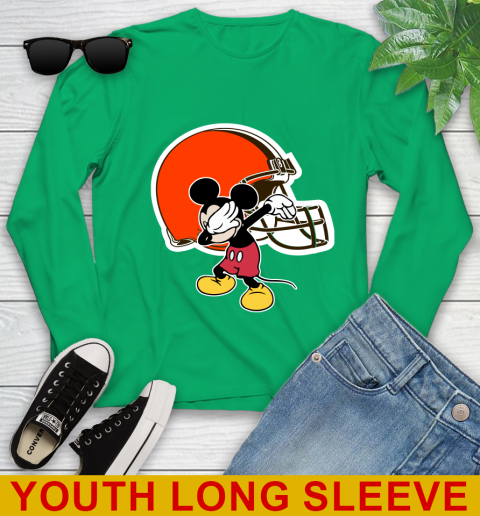 Cleveland Browns NFL Football Dabbing Mickey Disney Sports Youth Long Sleeve 7