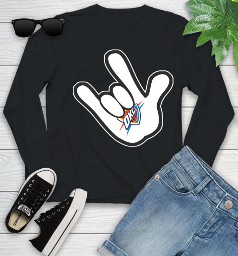 Oklahoma City Thunder NBA Basketball Mickey Rock Hand Disney Youth Long Sleeve 2
