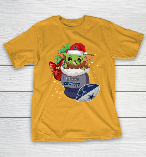 Dallas Cowboys Christmas Baby Yoda Star Wars Funny Happy NFL T-Shirt 4