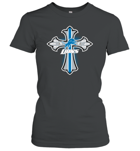 NFL Orange Crusader Cross Detroit Lions Women's T-Shirt - Rookbrand