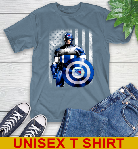 New York Rangers NHL Hockey Captain America Marvel Avengers American Flag Shirt T-Shirt 8