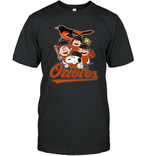 Mlb Baltimore Orioles Snoopy Charlie Brown Woodstock The Peanuts Movie  Baseball Tee Shirts - Nvamerch