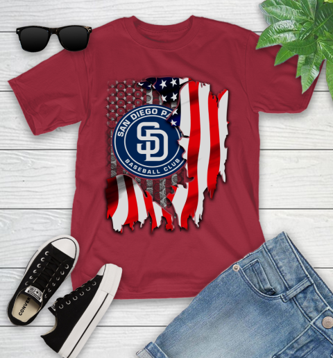 San Diego Padres MLB Baseball American Flag Youth T-Shirt 14