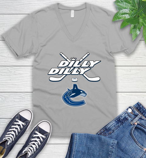 NHL Vancouver Canucks Dilly Dilly Hockey Sports V-Neck T-Shirt 4
