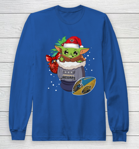 Jacksonville Jaguars Christmas Baby Yoda Star Wars Funny Happy NFL Long Sleeve T-Shirt 9