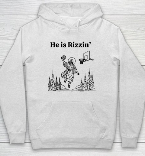 He Is Risen Shirt Funny Easter Jesus Playing Basketball Hoodie