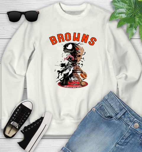 NFL Cleveland Browns Football Venom Groot Guardians Of The Galaxy Youth Sweatshirt