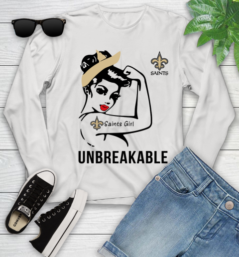 NFL New Orleans Saints Girl Unbreakable Football Sports Youth Long Sleeve