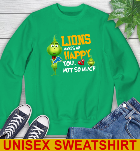 NFL Detroit Lions Makes Me Happy You Not So Much Grinch Football Sports Sweatshirt 8