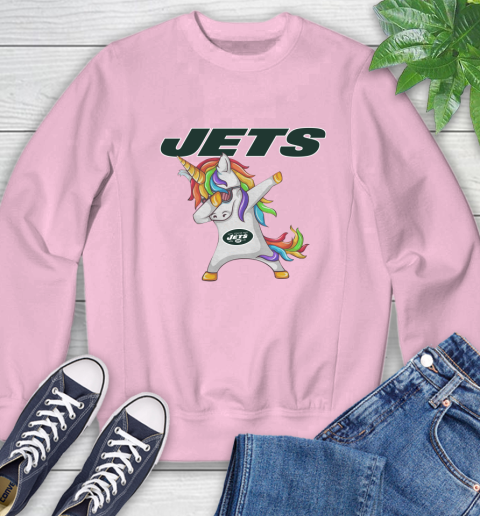New York Jets NFL Football Funny Unicorn Dabbing Sports Sweatshirt 9
