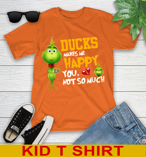 NHL Anaheim Ducks Makes Me Happy You Not So Much Grinch Hockey Sports Youth T-Shirt 8
