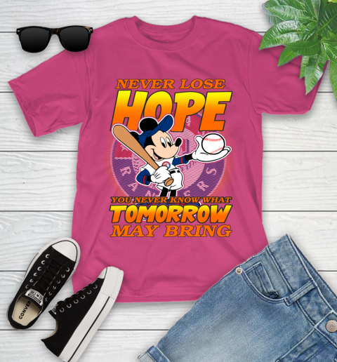 Texas Rangers MLB Baseball Mickey Disney Never Lose Hope Youth T-Shirt 11
