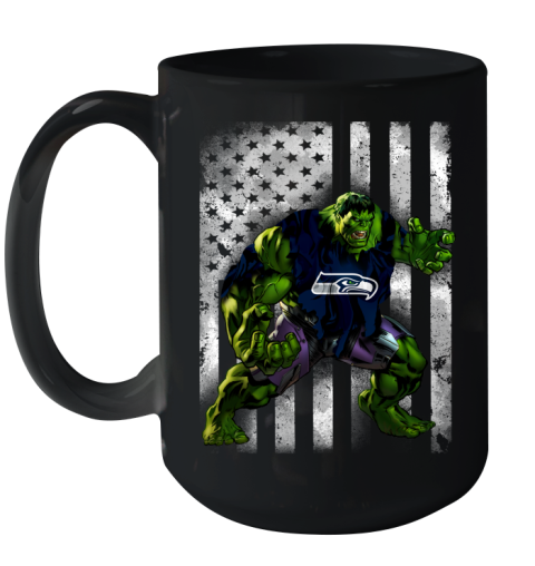 Seattle Seahawks Hulk Marvel Avengers NFL Football American Flag Ceramic Mug 15oz