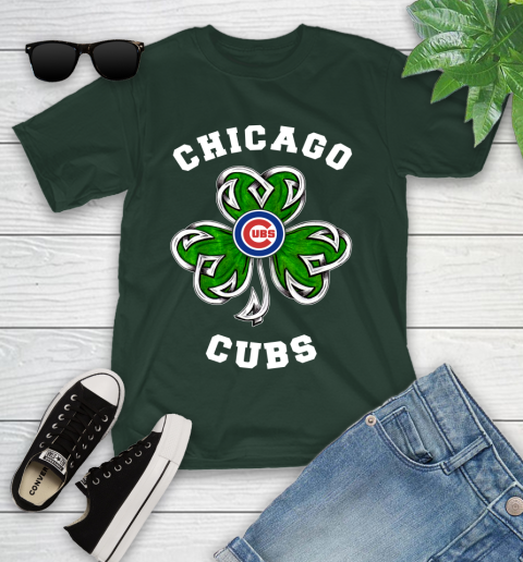 MLB Chicago Cubs Three Leaf Clover St Patrick's Day Baseball Sports Youth T-Shirt 5