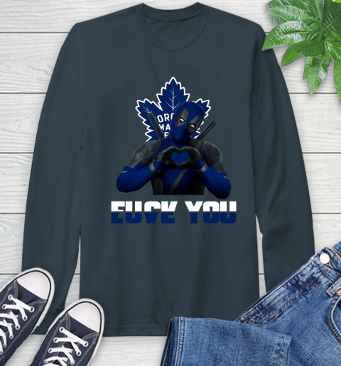 NHL Toronto Maple Leafs Deadpool Love You Fuck You Hockey Sports Long Sleeve T-Shirt 9