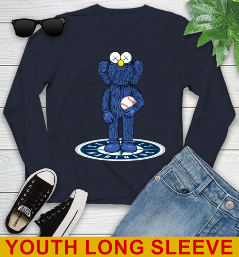 MLB Baseball Seattle Mariners Kaws Bff Blue Figure Shirt Youth Long Sleeve 4 MLB Baseball Seattle Mariners Kaws Bff Blue Figure Shirt Youth Long Sleeve - Image 4