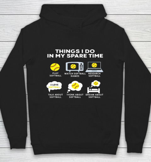 Things I Do In My Spare Time Softball Christmas Gift Girls Hoodie