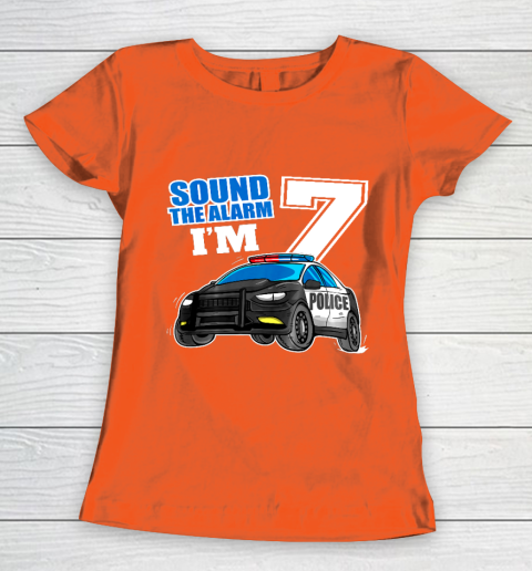 Kids Police Car 7th Birthday Shirt Boy 7 Cop Policeman Officer 7 Year Old Women's T-Shirt 3