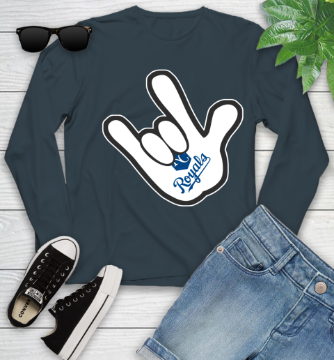 Kansas City Royals MLB Baseball Mickey Rock Hand Disney Youth Long Sleeve 8