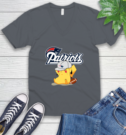 NFL Pikachu Football Sports New England Patriots V-Neck T-Shirt 5