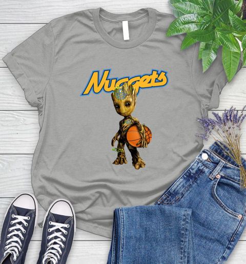Denver Nuggets NBA Basketball Groot Marvel Guardians Of The Galaxy Women's T-Shirt 10