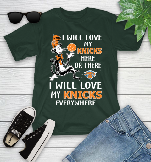 NBA Basketball New York Knicks I Will Love My Knicks Everywhere Dr Seuss Shirt Youth T-Shirt 4