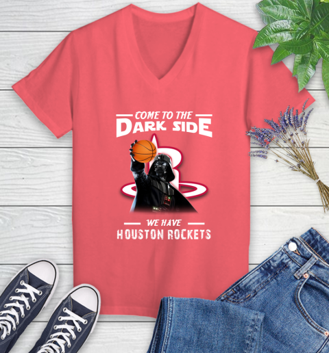 NBA Come To The Dark Side We Have Houston Rockets Star Wars Darth Vader Basketball Women's V-Neck T-Shirt 6