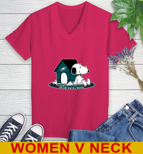 NFL Football Philadelphia Eagles Snoopy The Peanuts Movie Shirt Women's V-Neck T-Shirt 10
