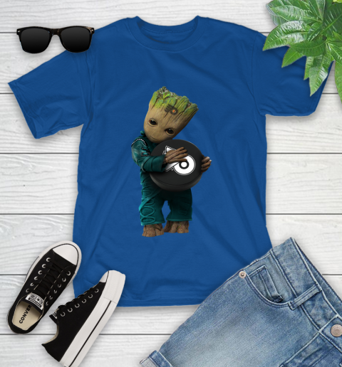 NHL Groot Guardians Of The Galaxy Hockey Sports Philadelphia Flyers Youth T-Shirt 9
