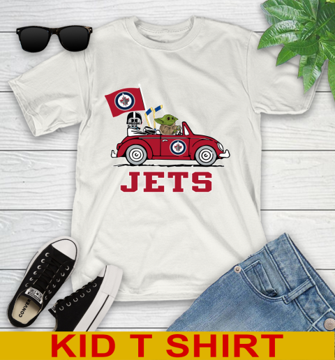 NHL Hockey Winnipeg Jets Darth Vader Baby Yoda Driving Star Wars Shirt Youth T-Shirt
