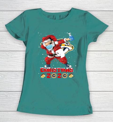 Nashville Predators Funny Santa Claus Dabbing Christmas 2020 NHL Women's T-Shirt 10