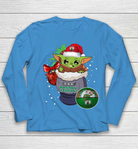 Boston Celtics Christmas Baby Yoda Star Wars Funny Happy NBA Youth Long Sleeve 7
