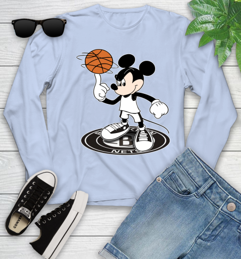 NBA Basketball Brooklyn Nets Cheerful Mickey Disney Shirt Youth Long Sleeve 9