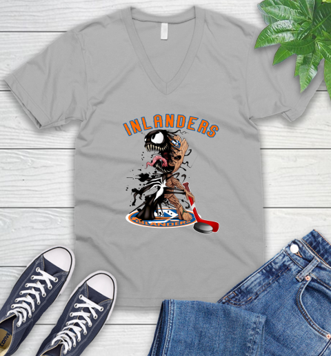 NHL New York Islanders Hockey Venom Groot Guardians Of The Galaxy V-Neck T-Shirt 4