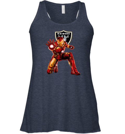 NFL Iron Man Oakland Raiders Racerback Tank wygs nfl iron man oakland raiders flowy tank 32 front heather navy