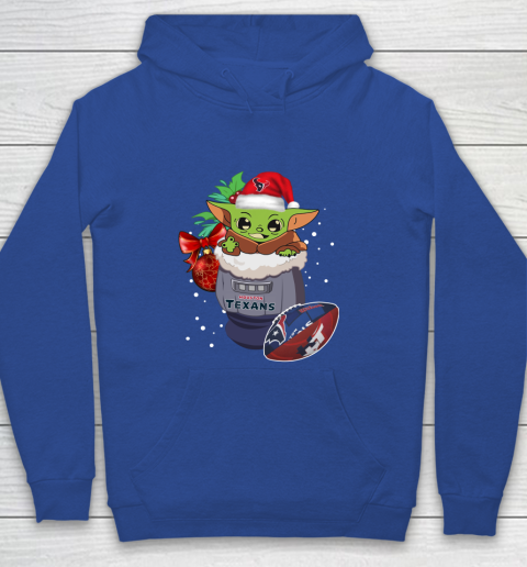 Houston Texans Christmas Baby Yoda Star Wars Funny Happy NFL Youth Hoodie 8
