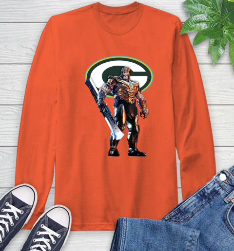 NFL Thanos Gauntlet Avengers Endgame Football Green Bay Packers Long Sleeve T-Shirt 5