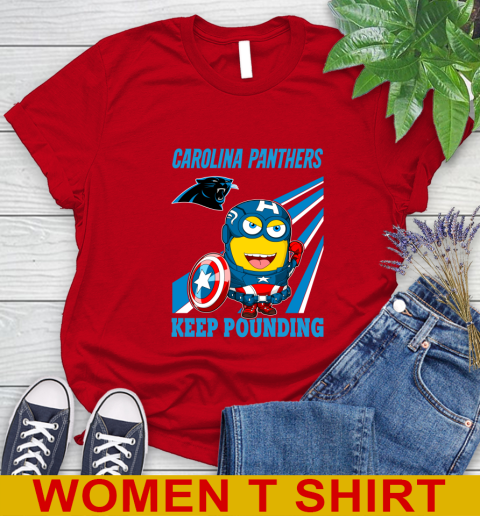 NFL Football Carolina Panthers Captain America Marvel Avengers Minion Shirt Women's T-Shirt 11