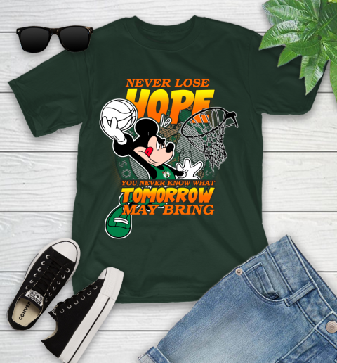Boston Celtics NBA Basketball Mickey Disney Never Lose Hope Youth T-Shirt 5